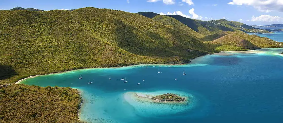 Turquoise water and white sand at a St. John beach
