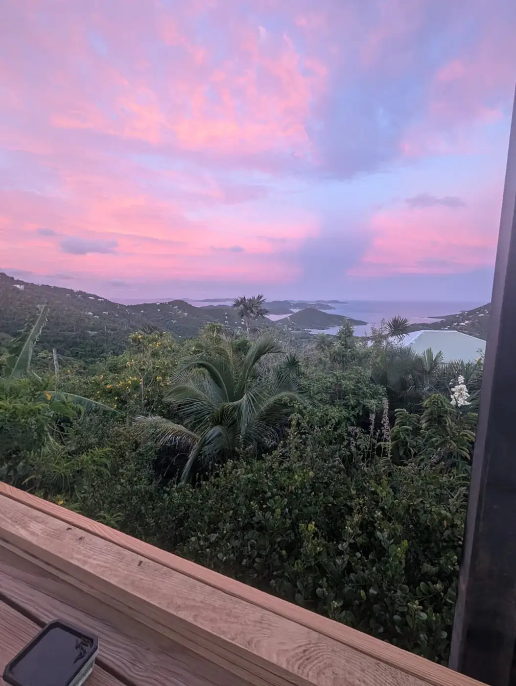 Hilltop wedding reception overlooking the Caribbean on St. John