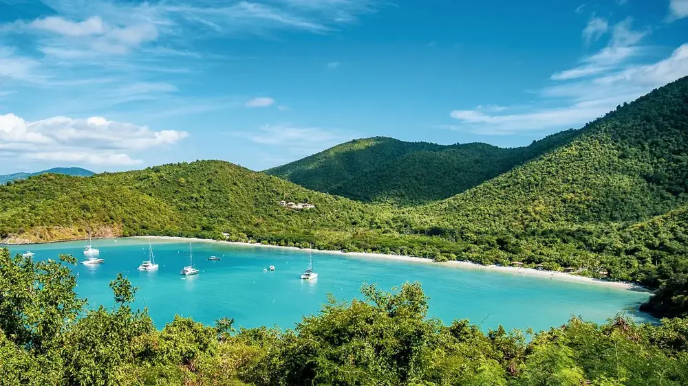 Maho Bay shoreline and North Shore Road on St. John