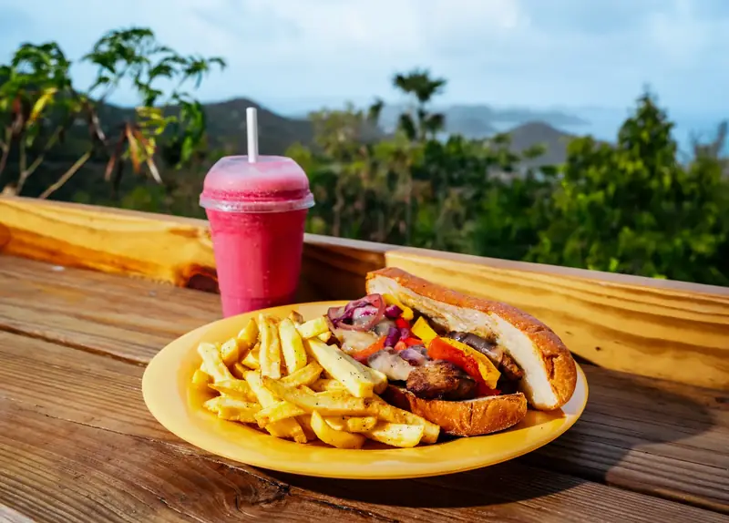 Sausage + berry blend at Drifters on St. John